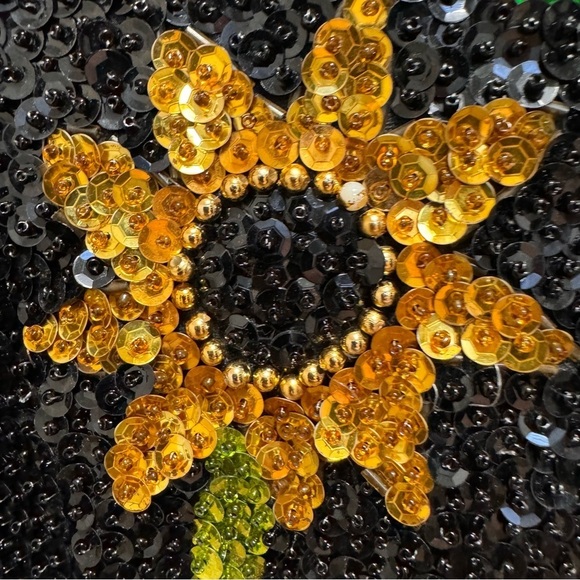 Vintage Sequined Sunflower Boho Hippie Vest 90s Floral Feminine Size Small - Picture 6 of 13